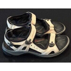 Ecco Yucatan Sport Sandals Womens Gray Hiking Outdoor Tan Beige SZ 9